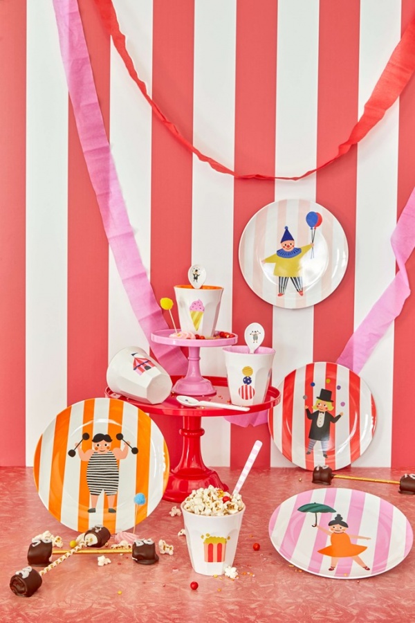 Kids Circus Print Melamine Set for 4 By Rice DK